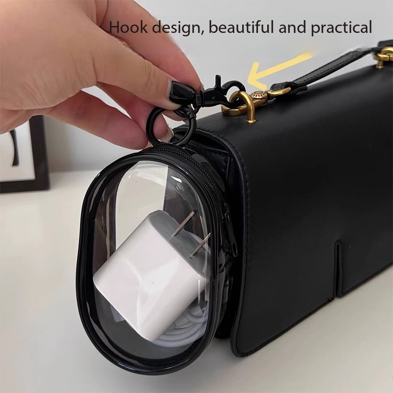 Data cable storage bag, charger figurine storage, transparent portable mini headphone storage box for taking out and carrying around, charging