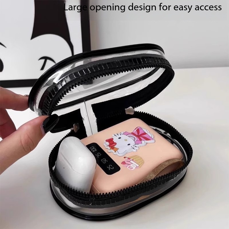 Data cable storage bag, charger figurine storage, transparent portable mini headphone storage box for taking out and carrying around, charging