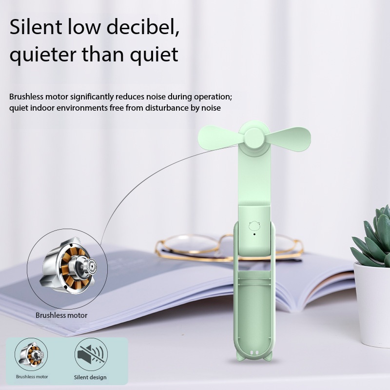 Portable fan and power bank combined USB rechargeable 3-speed mini handheld foldable fan. Handheld small pocket travel fan. Equipped with a convenient power bank.