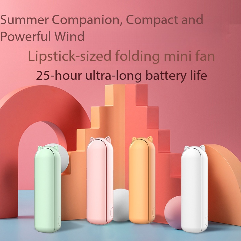 Portable fan and power bank combined USB rechargeable 3-speed mini handheld foldable fan. Handheld small pocket travel fan. Equipped with a convenient power bank.
