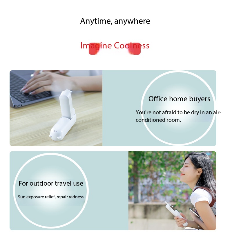 Portable fan and power bank combined USB rechargeable 3-speed mini handheld foldable fan. Handheld small pocket travel fan. Equipped with a convenient power bank.