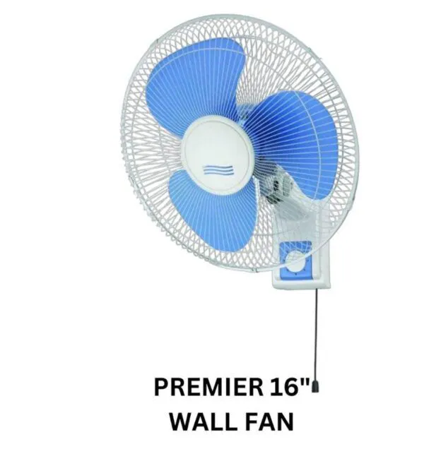 Premier 3-Speed Powerful Wall Fan/Wall Mounted Fans 16-Inches Size