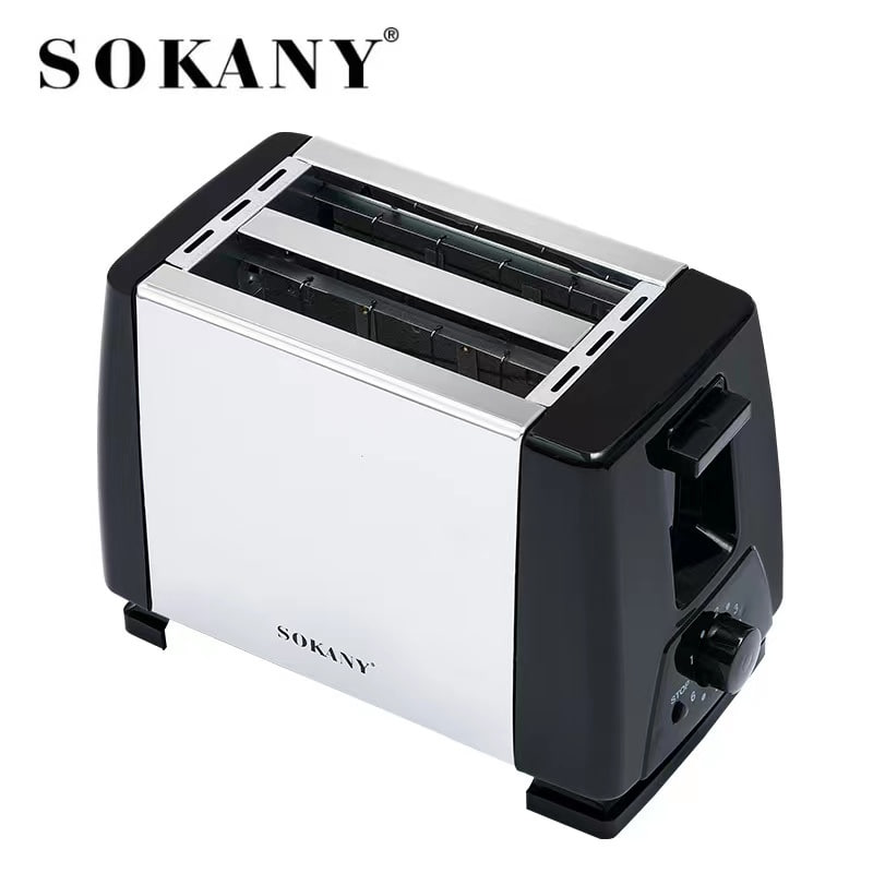 Sokany 2-Slice Silver Bread Toaster - Non-Stick, Adjustable Heat, Easy Clean