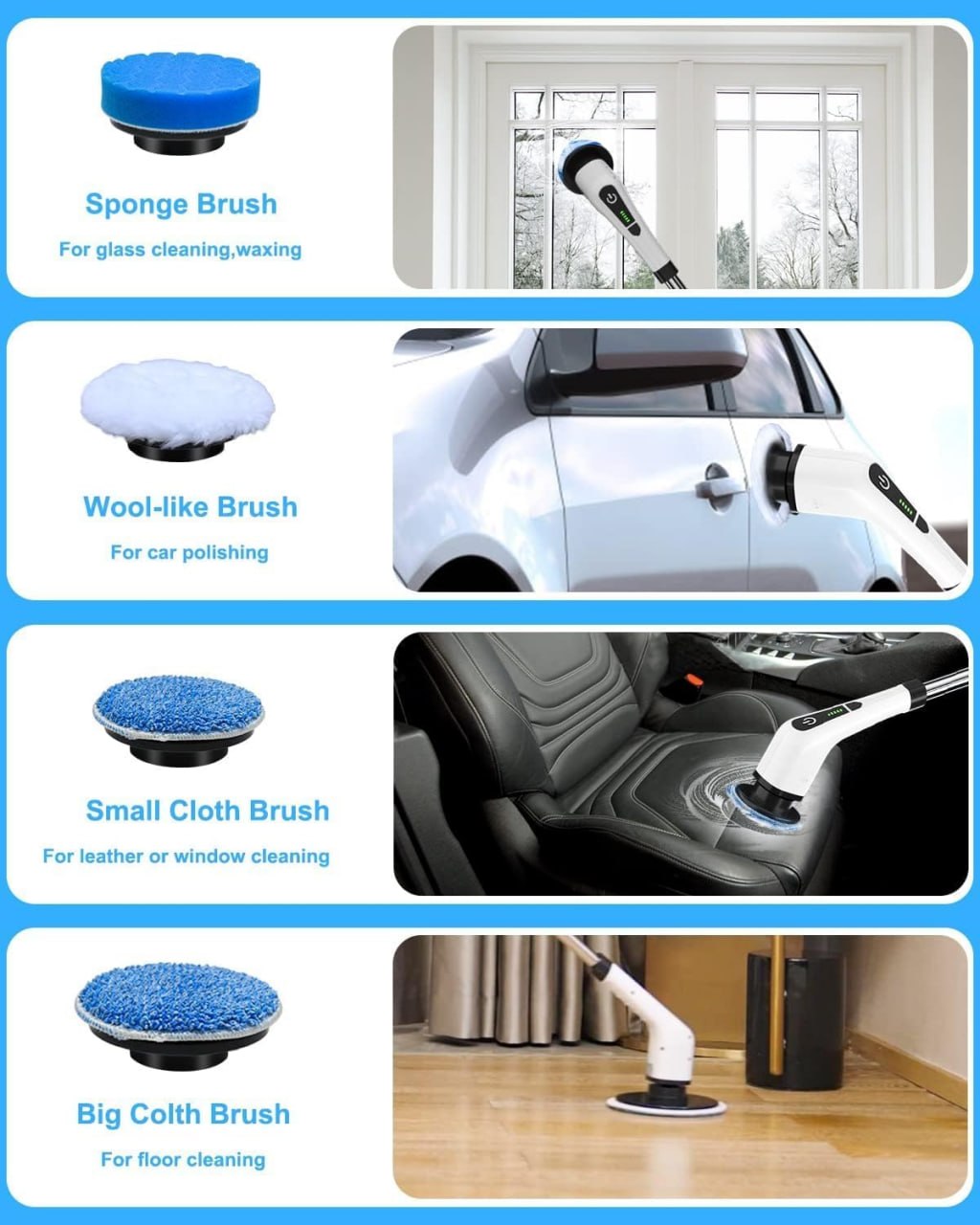 Electric Cleaning Brush Scrubber, Electric Spin Scrubber 9 Replaceable Brush Heads and Adjustable Long Handle, Cordless & Portable Power Scrubber for Cleaning Bathroom, Tile, Sink, Kitchen, Floor, Car