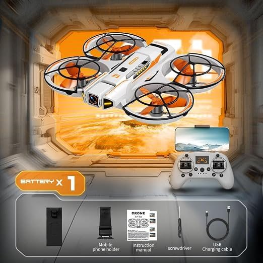 A21 Drone with Intelligent Obstacle Avoidance, Dual Camera, 90 Degrees Lens, Unmanned Aerial Vehicle Airdrop, Optical Flow Localization, Active Obstacle Avoidance, 2 batteries. (White-2 batteries)