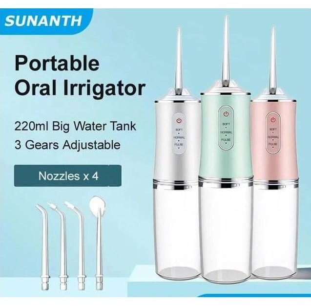 Electric Oral Irrigator Cordless,USB Rechargeable Dental Water Flosser with 4 Nozzles and 3 Pressure Modes,Teeth Cleaning and Whitening 4 Jet Tip IPX7 Waterproof Teeth Cleaner
