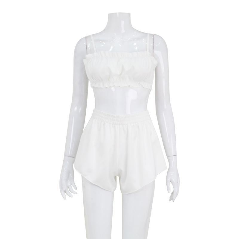 Summer Women'S Sleepwear Set Crop Top Pajamas Spaghetti Strap Nightwear Tank Tops Nightie Shorts Ladies Pyjamas Suit Two-Piece Outfits