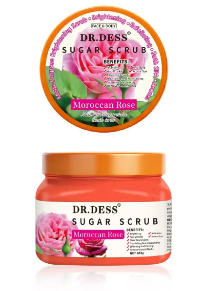DR.DESS Moroccan Rose Body Scrub Bath Brightening & Lightening Spa Scrub Exfoliating Sugar Scrub