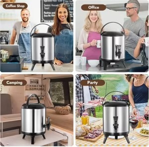 9.5L Insulated Tea Urn & Food Flask – Keeps Drinks Hot or Chilled for Hours! Easy-Pour Dispenser for Any Event.