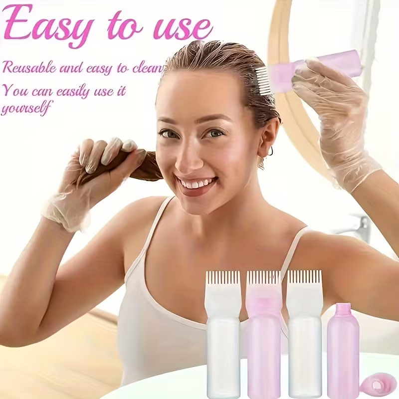 60ML Salon Empty Hair Dye Bottle With Applicator Brush Dispensing Hair Coloring Dyeing Bottles Hairdressing Styling Tool