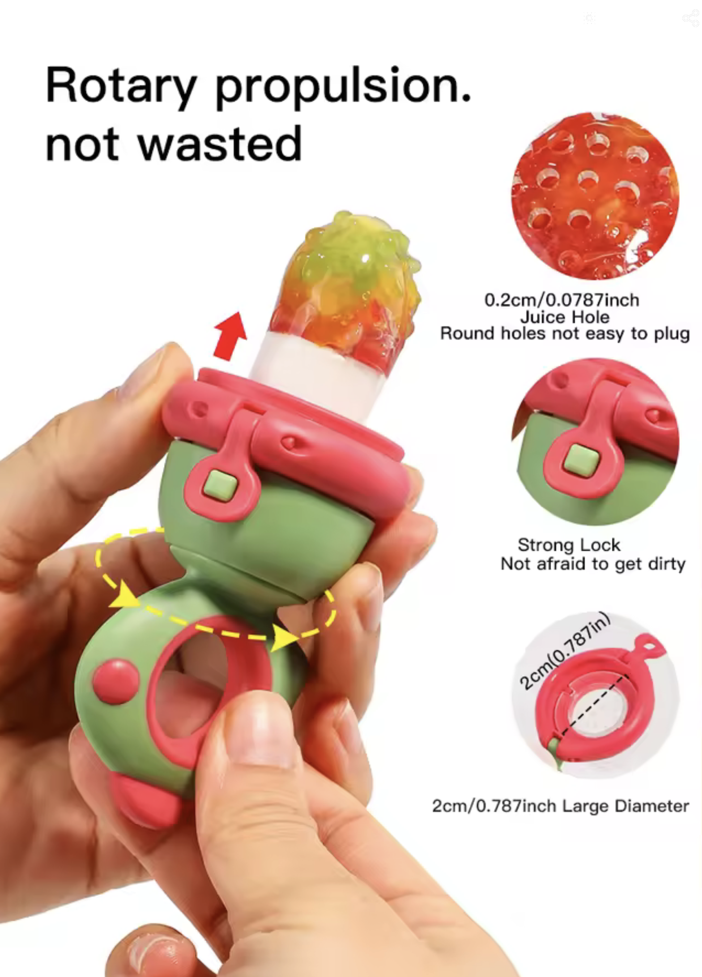 Rotating Push-type Food Grade Silicone Fruit and Vegetable Feeder For Infants Baby, Dinosaur Shape Toddlers Supplementary Food