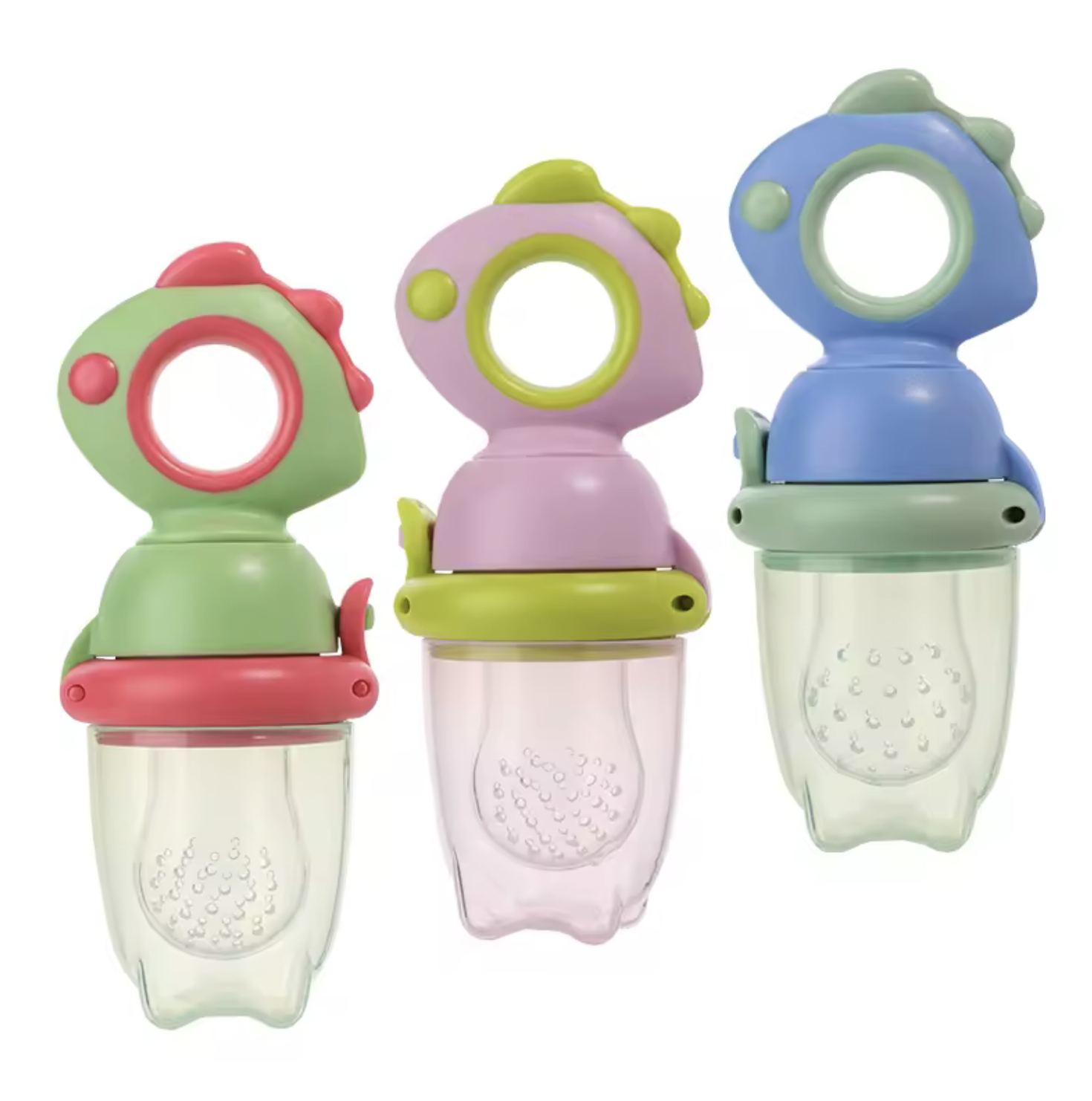Rotating Push-type Food Grade Silicone Fruit and Vegetable Feeder For Infants Baby, Dinosaur Shape Toddlers Supplementary Food