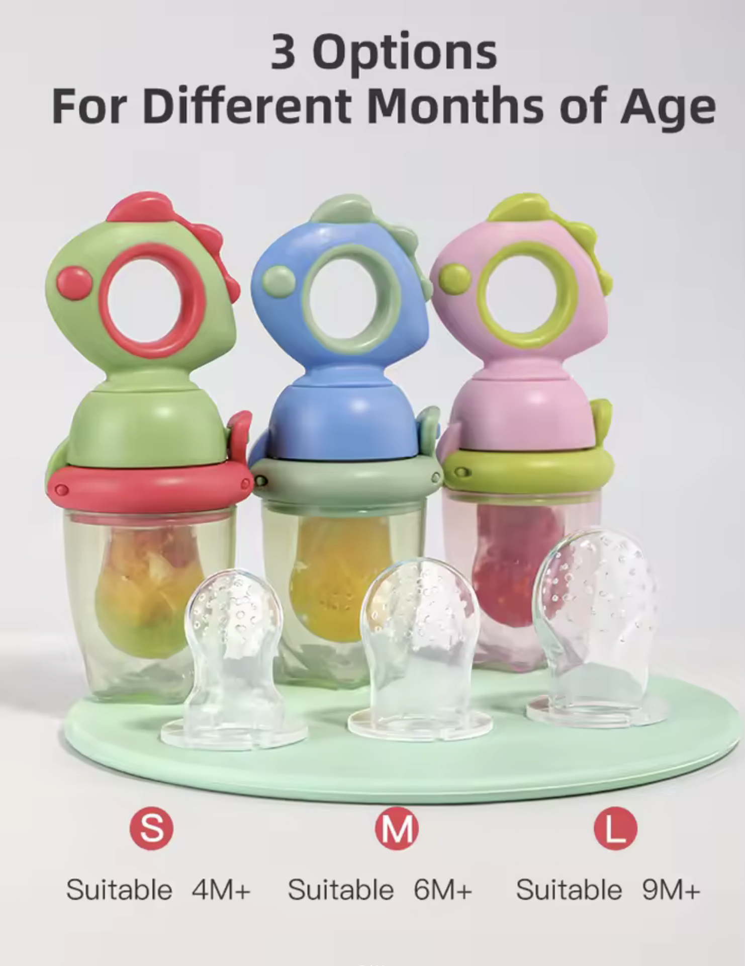 Rotating Push-type Food Grade Silicone Fruit and Vegetable Feeder For Infants Baby, Dinosaur Shape Toddlers Supplementary Food