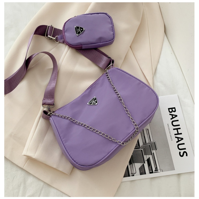 Simple And Stylish Ladies' Small Satchel，Lightweight Causal Handbag Set ，Solid Color Nylon Shoulder Bag ， Joker Trend Slung Bag
