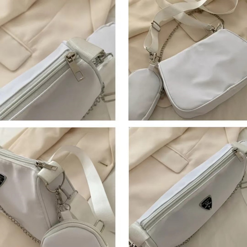 Simple And Stylish Ladies' Small Satchel，Lightweight Causal Handbag Set ，Solid Color Nylon Shoulder Bag ， Joker Trend Slung Bag