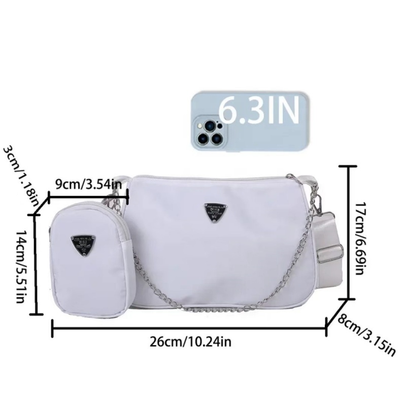 Simple And Stylish Ladies' Small Satchel，Lightweight Causal Handbag Set ，Solid Color Nylon Shoulder Bag ， Joker Trend Slung Bag