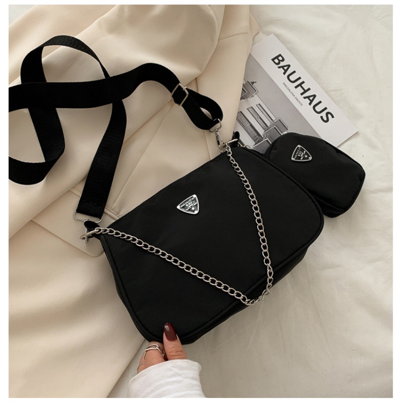 Simple And Stylish Ladies' Small Satchel，Lightweight Causal Handbag Set ，Solid Color Nylon Shoulder Bag ， Joker Trend Slung Bag