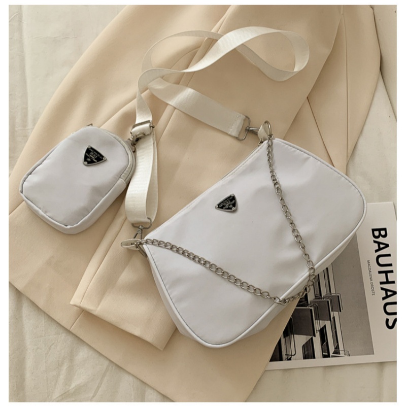 Simple And Stylish Ladies' Small Satchel，Lightweight Causal Handbag Set ，Solid Color Nylon Shoulder Bag ， Joker Trend Slung Bag