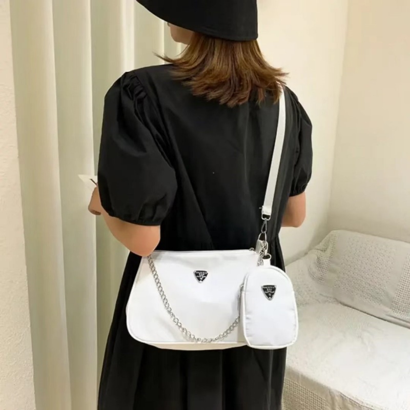 Simple And Stylish Ladies' Small Satchel，Lightweight Causal Handbag Set ，Solid Color Nylon Shoulder Bag ， Joker Trend Slung Bag