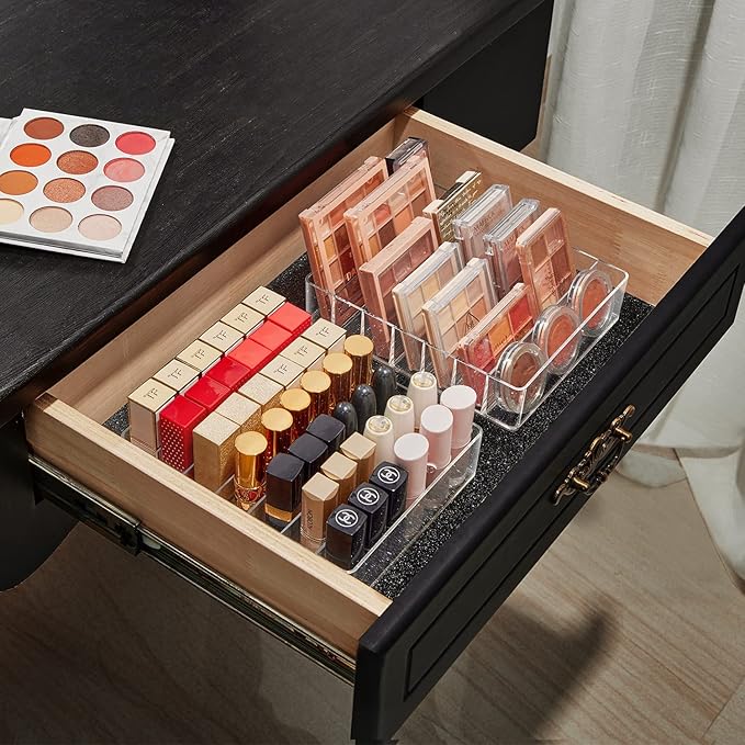 Makeup Organizer, Suitable for Eyeshadow Palettes and Lipsticks, 7-Compartment Makeup Palette Storage Box, Modern Cosmetic Storage for Vanity Drawers and Countertops