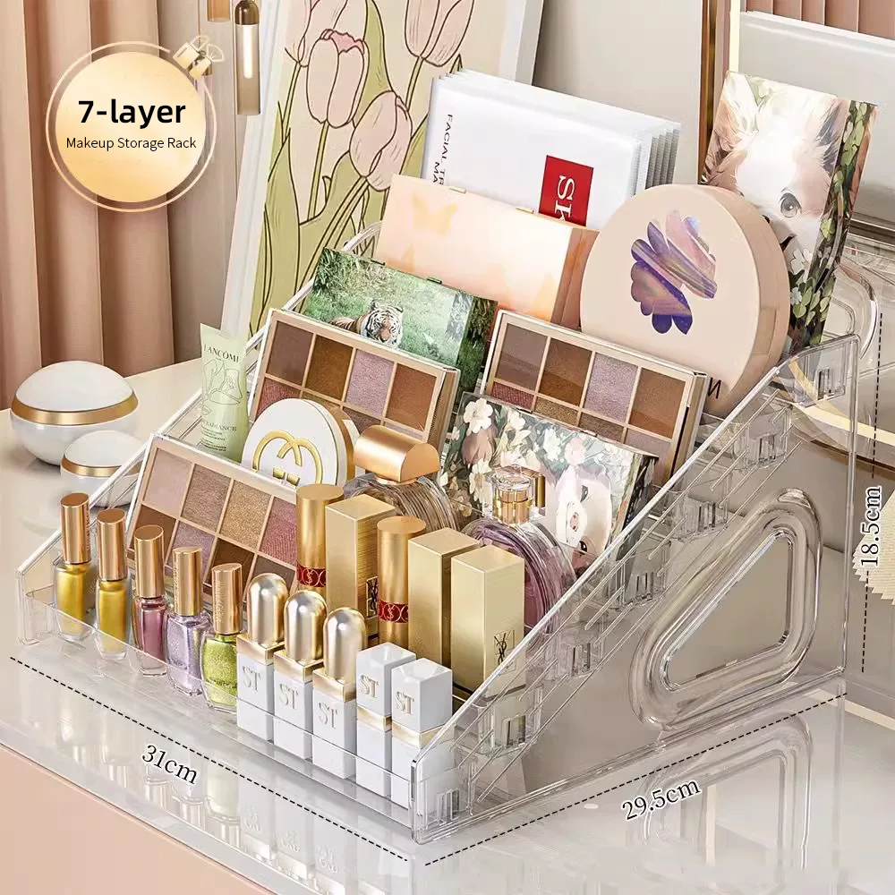 Aesthetic nail display stand with multi-level nail polish glue, acrylic transparent cosmetic storage box, cute particle storage rack