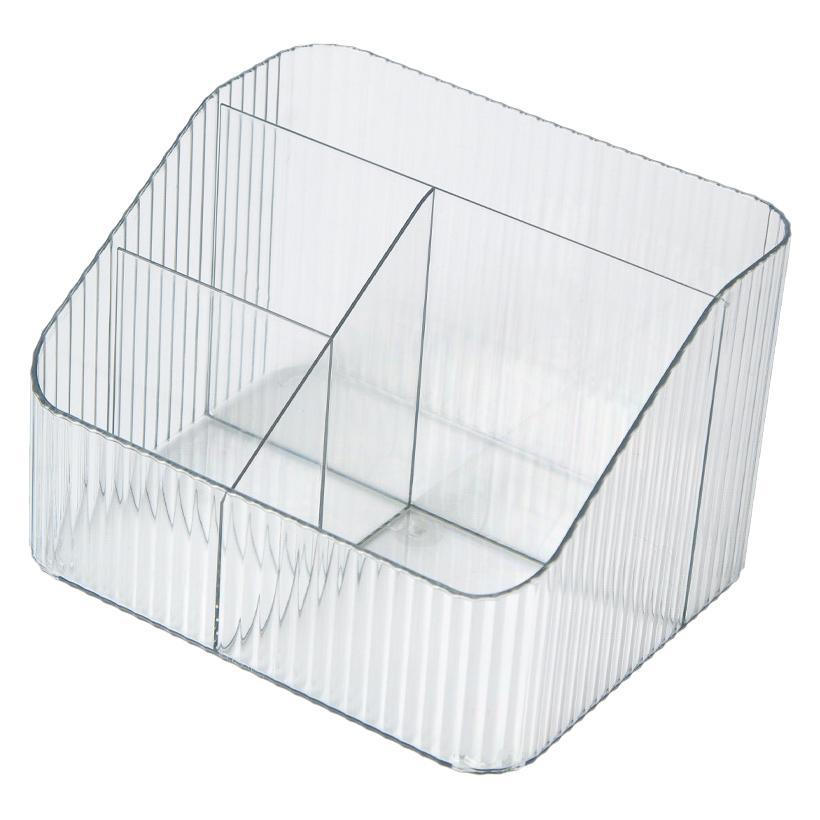 Desktop cosmetic storage rack - Trendy L-shaped storage stand with multiple layers of acrylic - High-end cosmetic organizer with a sophisticated look