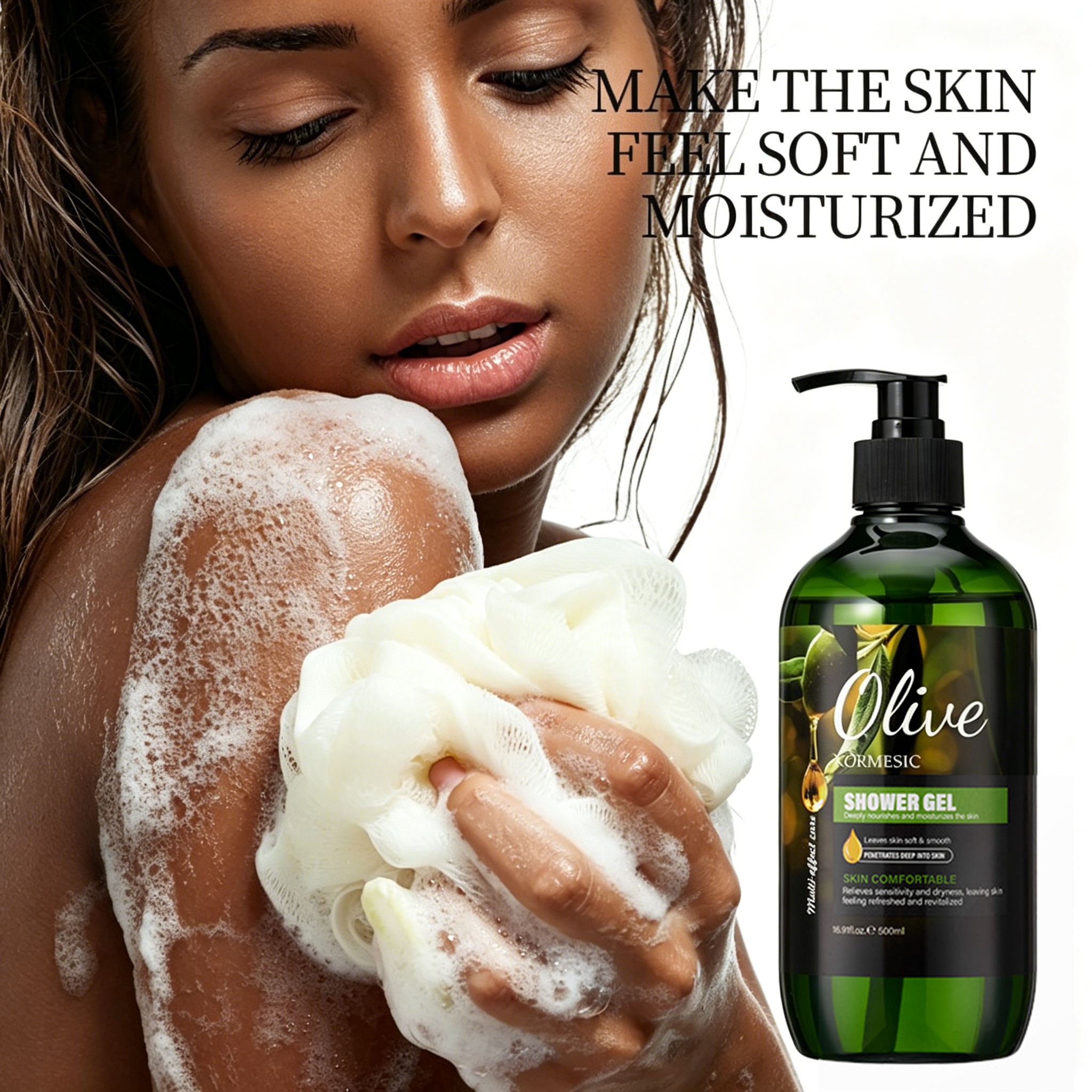 4PCS Olive Repair Hair Care & Body Set – Includes Deep Conditioning Hair Mask, Softening Shampoo, Moisturizing Shower Gel & Nourishing Body Lotion for All Hair and Skin Types