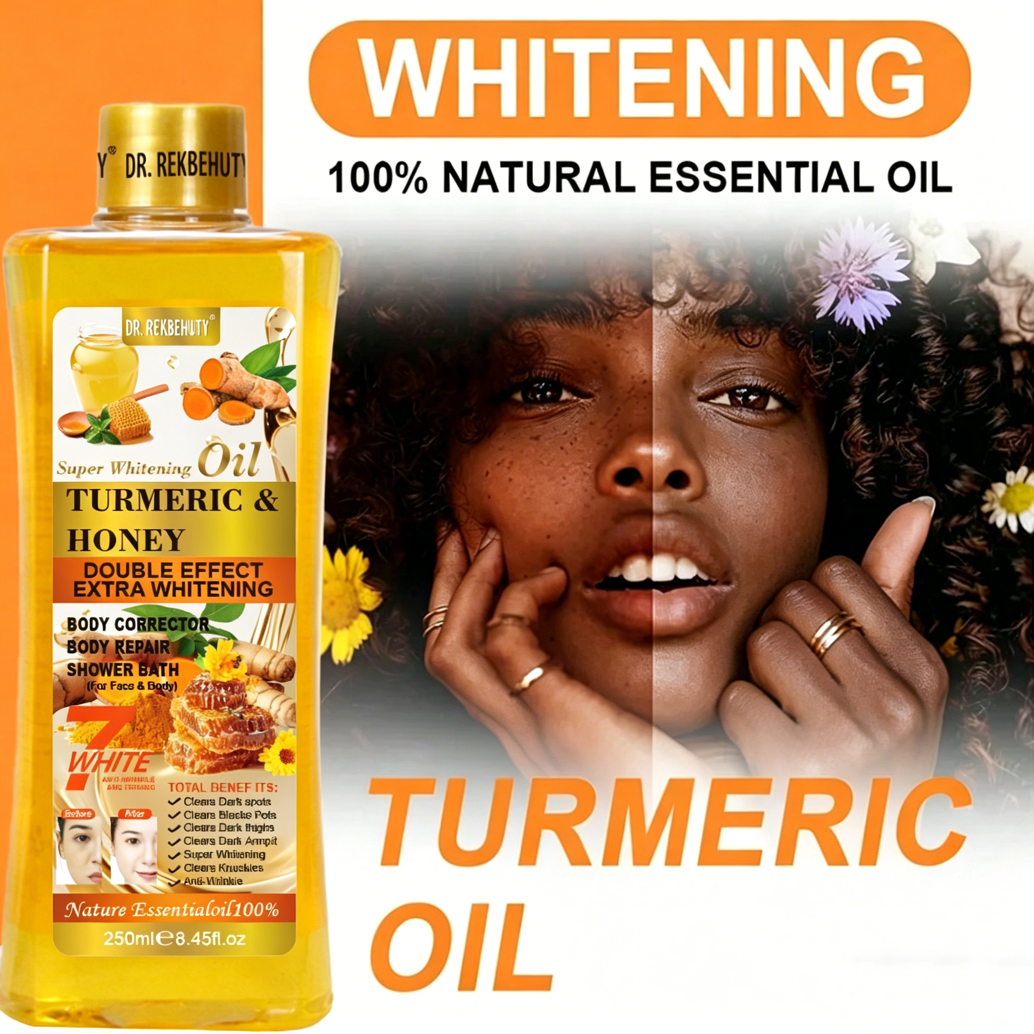 Turmeric oil essential oil massage cream for moisturizing skin, facial and body care SPA to enhance and nourish skin. 250ml bottle