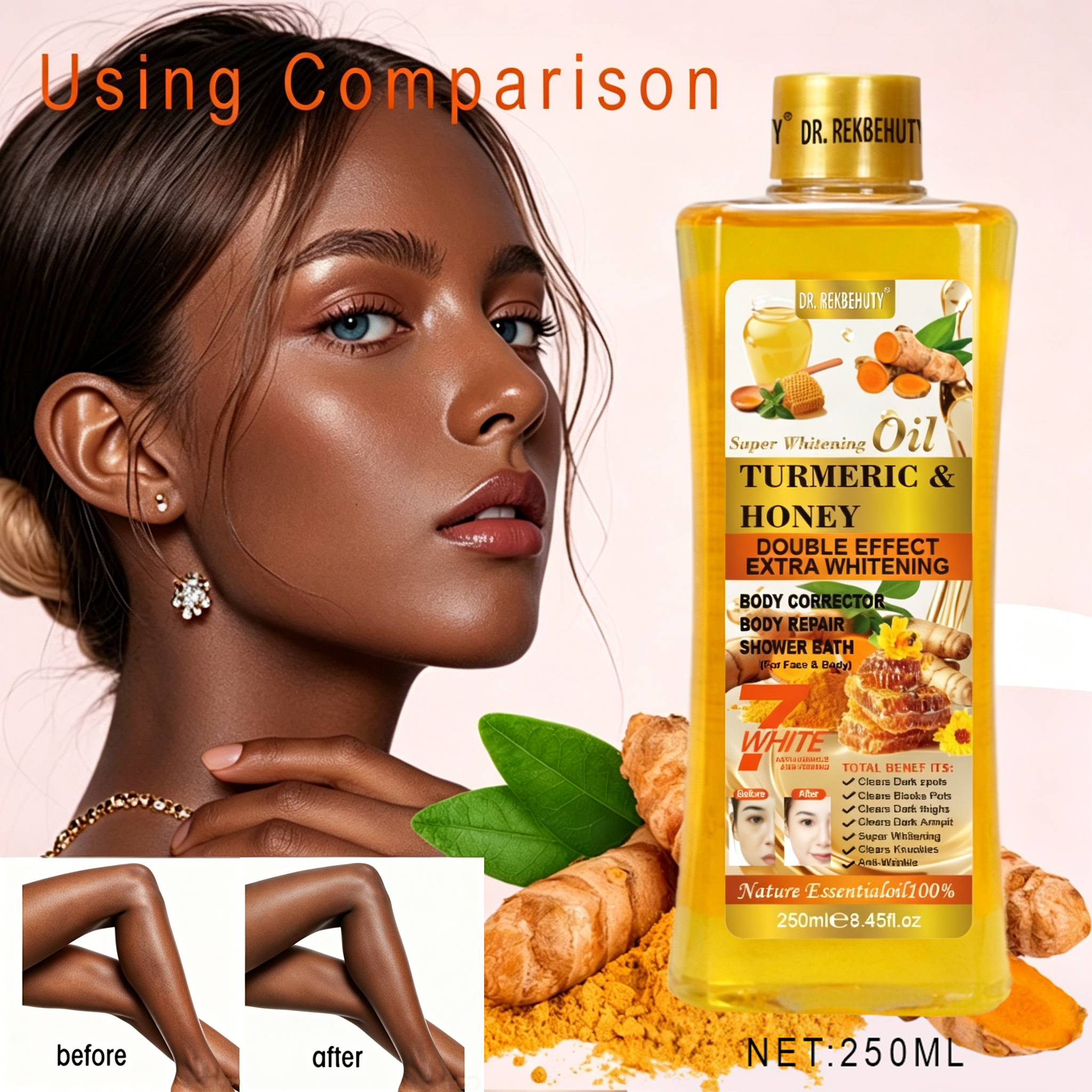 Turmeric oil essential oil massage cream for moisturizing skin, facial and body care SPA to enhance and nourish skin. 250ml bottle