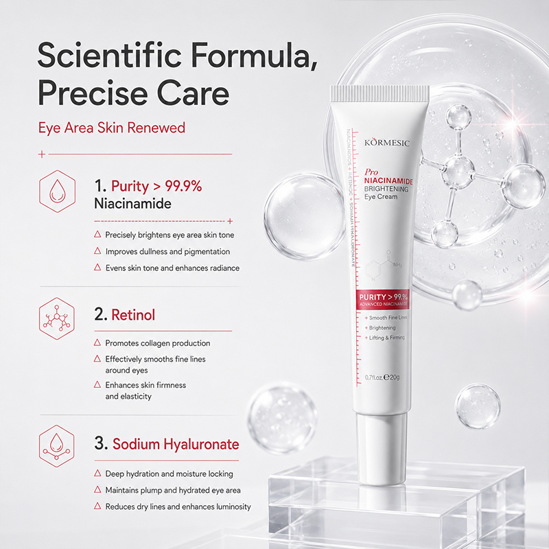 KORMESIC PRO Brightening Eye Cream with 99.9% Pure Niacinamide, Retinol, and Adenosine – Intense Hydration, Fine Line Repair, Firming & Elasticity Boost.