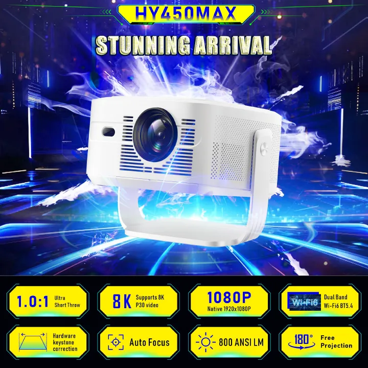 2026 JAVAID 800 ANSI Lumens Smart Projector Auto Focus Auto Keystone Android 14 WiFi6 Bluetooth 5.4 Home Theater Projector