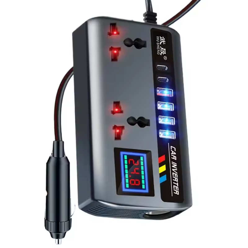12v24v to 220v car inverter truck car universal converter mobile phone dual flash charging socket charger ， 200W Car Power Inverter，Durable Power Converter.4 USB Ports.