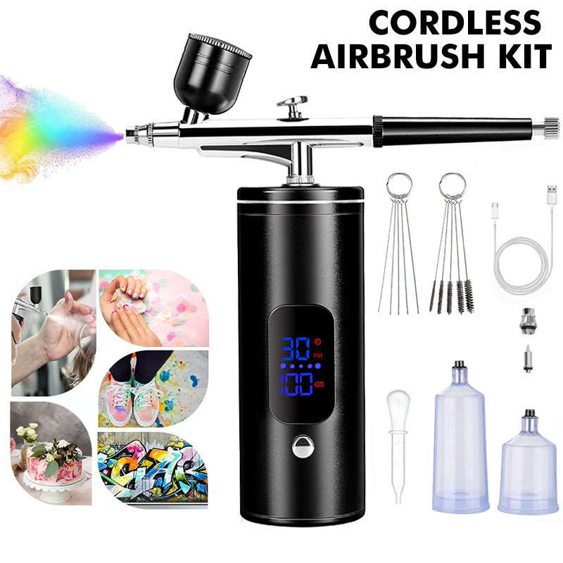 Airbrush kit,Airbrush for Nails,Airbrush Spray Gun with Air Compressor Kit,High Pressure Airbrush for Nails Art, Painting,Handheld Paint Airbrush Gun ,Cake Decor, Cookie, Mode, Makeup, Barber