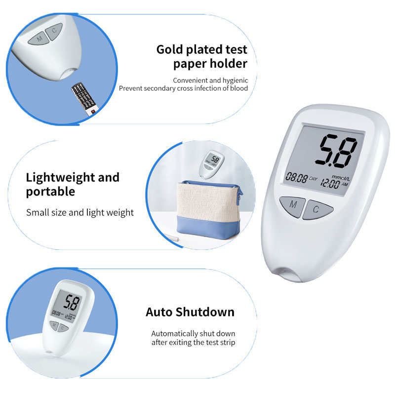 Smart Blood Glucose Meter , Glucometer Blood Sugar Monitor Blood Glucose Test Machine ,with 50 Test Strips, 50 Lancets & Blood Collection Pen，For Diabetes Home
