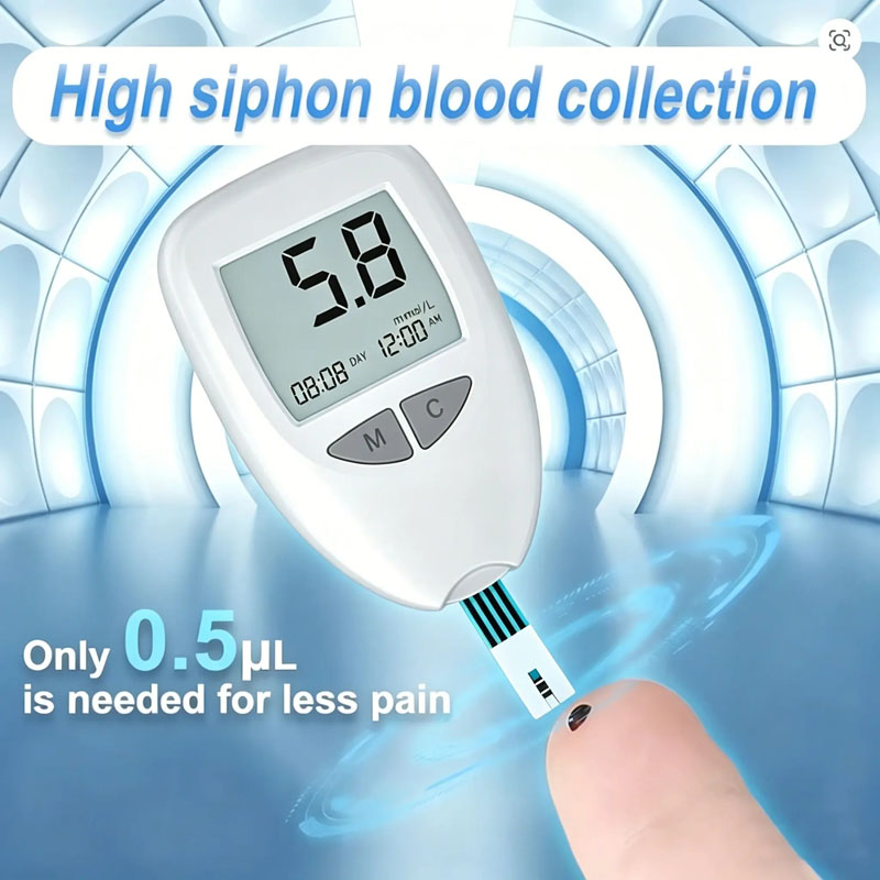 Smart Blood Glucose Meter , Glucometer Blood Sugar Monitor Blood Glucose Test Machine ,with 50 Test Strips, 50 Lancets & Blood Collection Pen，For Diabetes Home