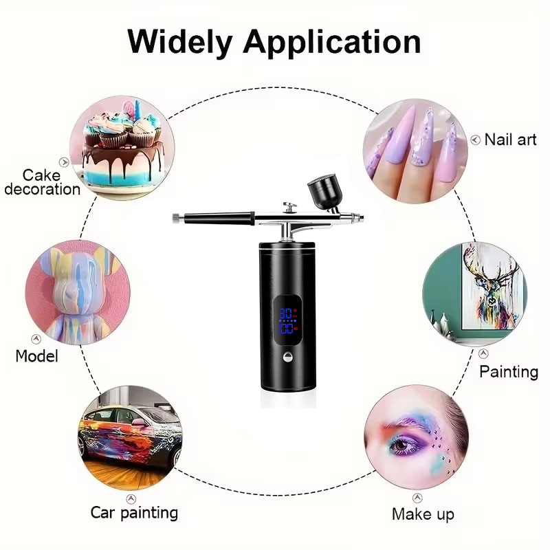 Airbrush kit,Airbrush for Nails,Airbrush Spray Gun with Air Compressor Kit,High Pressure Airbrush for Nails Art, Painting,Handheld Paint Airbrush Gun ,Cake Decor, Cookie, Mode, Makeup, Barber