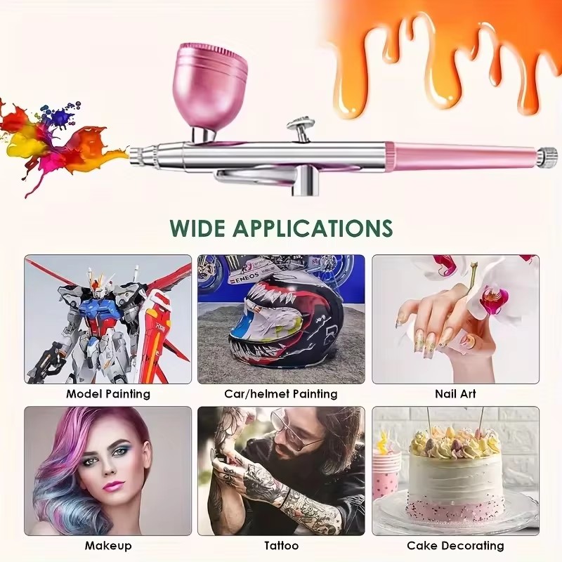 Airbrush kit,Airbrush for Nails,Airbrush Spray Gun with Air Compressor Kit,High Pressure Airbrush for Nails Art, Painting,Handheld Paint Airbrush Gun ,Cake Decor, Cookie, Mode, Makeup, Barber