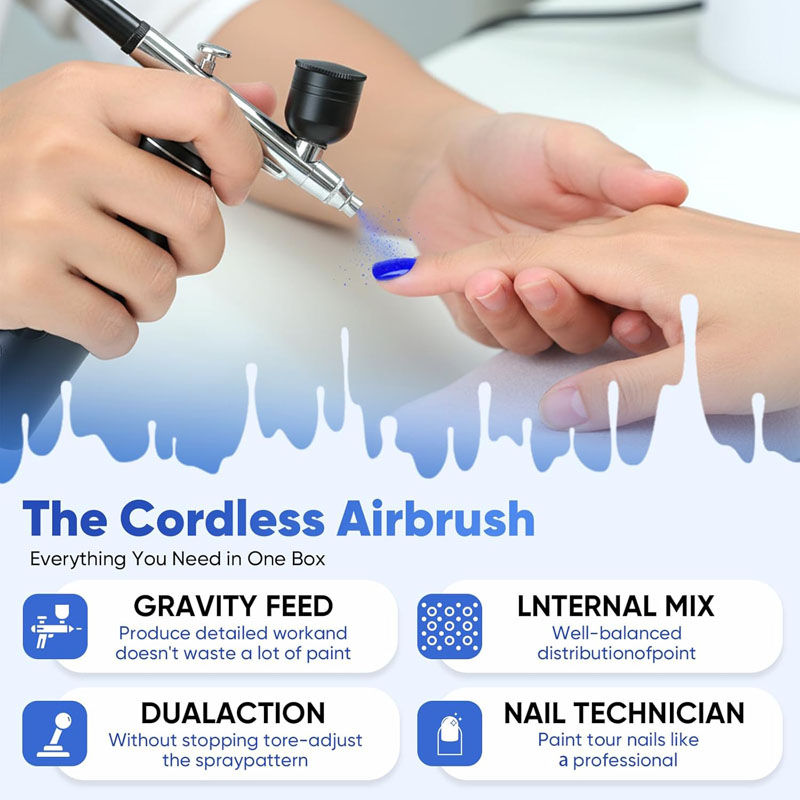 Airbrush kit,Airbrush for Nails,Airbrush Spray Gun with Air Compressor Kit,High Pressure Airbrush for Nails Art, Painting,Handheld Paint Airbrush Gun ,Cake Decor, Cookie, Mode, Makeup, Barber