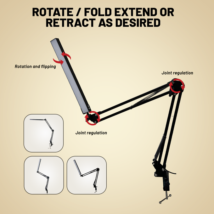 LED Eye‑Caring Clamp Desk Lamp, Adjustable Swing Arm Flexible Table Lamp with Memory Function, 3 Color Modes 10‑Level Brightness Dimmable USB Reading Lamp for Student Home Office Study Reading