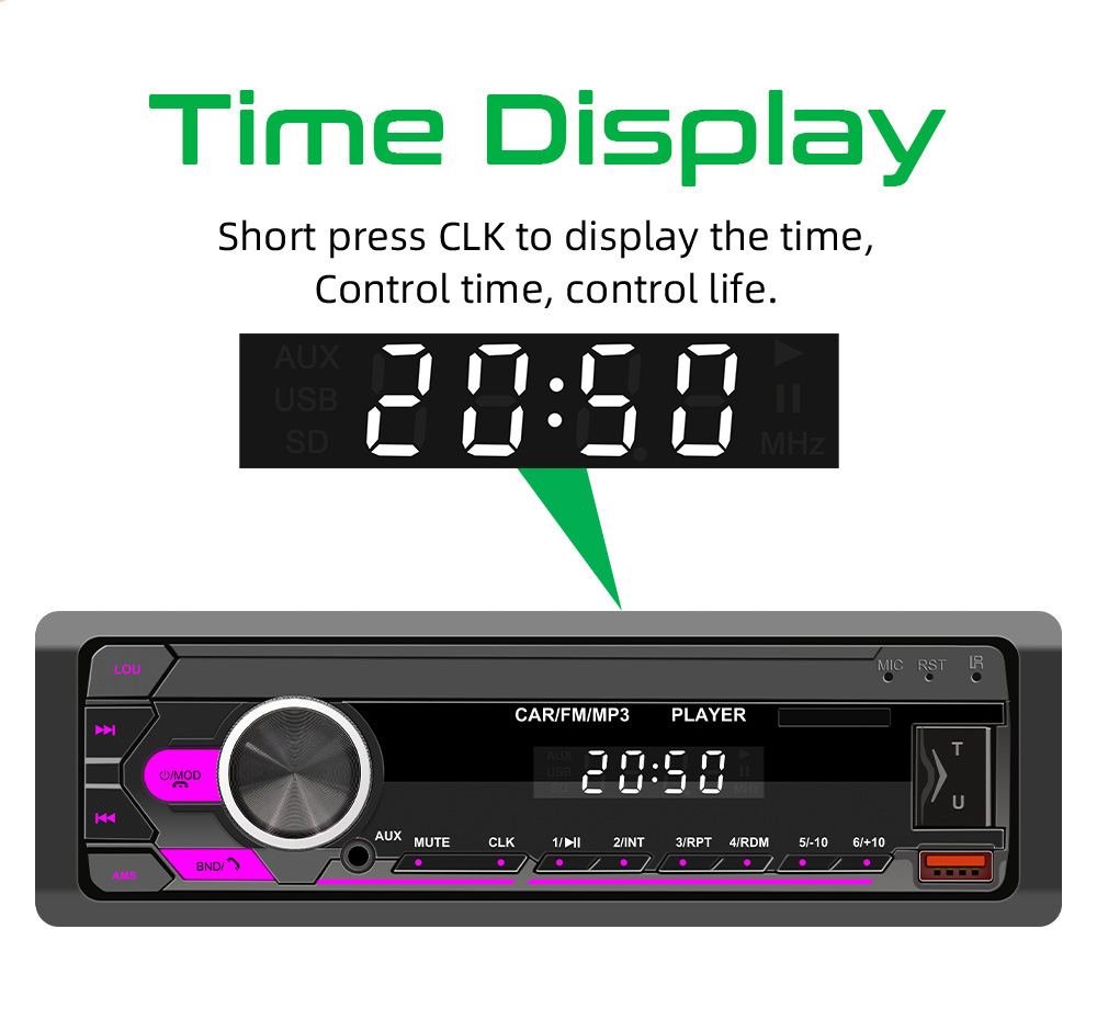 Car Stereo Radio Bluetooth 5.0, Car MP3 Player Radio With Bluetooth Hands-Free Calling, Car Radio Dual USB, Voice Assistant & App Control, Supports FM/MP3/WMA/FLAC/AUX/TF FM 87.5~108MHz