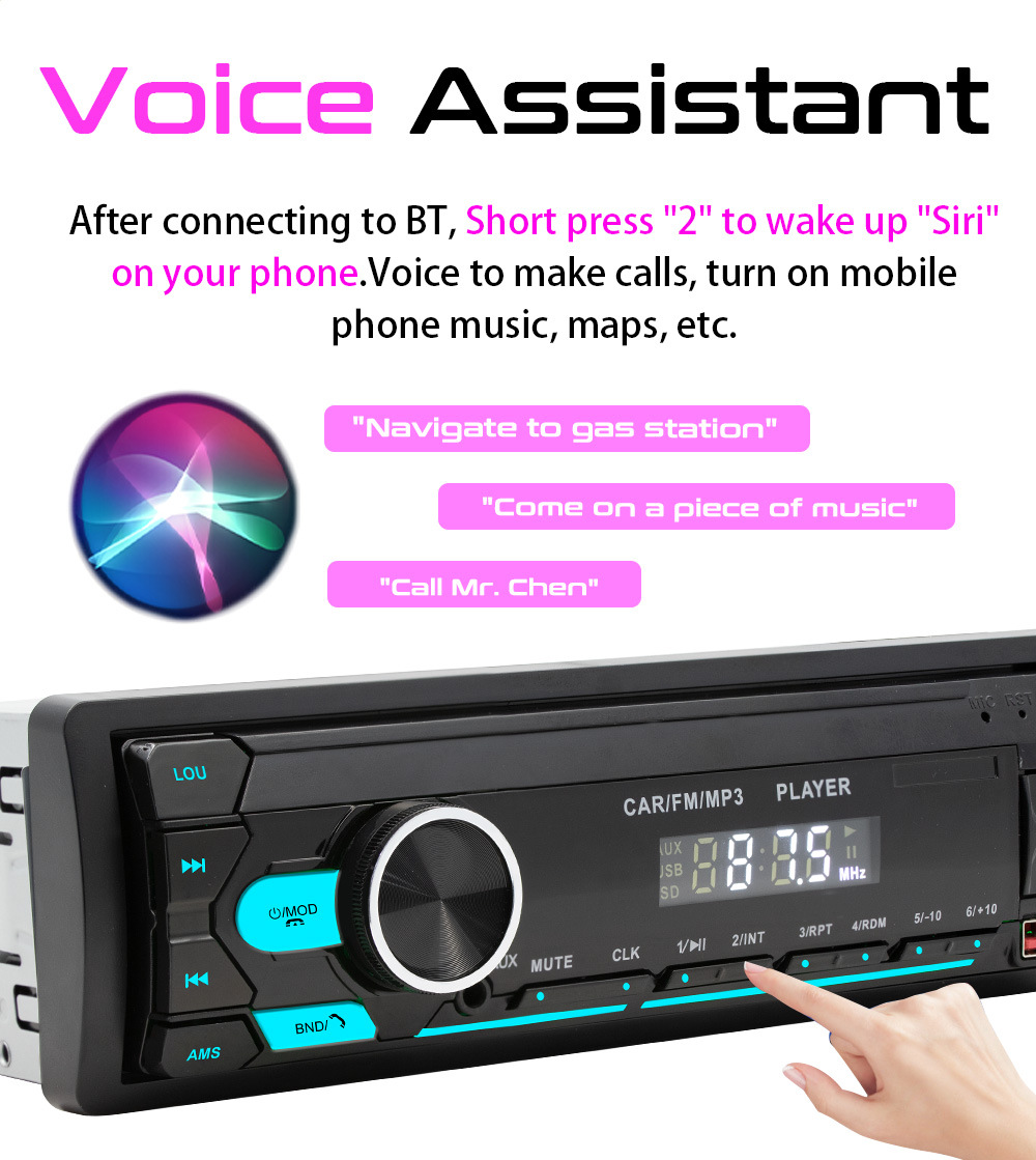 Car Stereo Radio Bluetooth 5.0, Car MP3 Player Radio With Bluetooth Hands-Free Calling, Car Radio Dual USB, Voice Assistant & App Control, Supports FM/MP3/WMA/FLAC/AUX/TF FM 87.5~108MHz