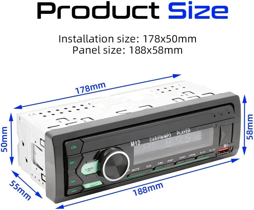 Car Stereo Radio Bluetooth 5.0, Car MP3 Player Radio With Bluetooth Hands-Free Calling, Car Radio Dual USB, Voice Assistant & App Control, Supports FM/MP3/WMA/FLAC/AUX/TF FM 87.5~108MHz