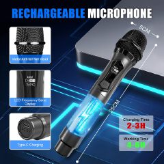 One To Four Wireless Microphone Universal, Suitable For Speaker Amplifiers, Home Karaoke, Entertainment, Stage Ktv，Rechargeable