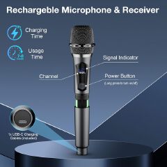 One To Four Wireless Microphone Universal, Suitable For Speaker Amplifiers, Home Karaoke, Entertainment, Stage Ktv，Rechargeable