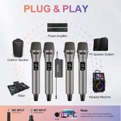 One To Four Wireless Microphone Universal, Suitable For Speaker Amplifiers, Home Karaoke, Entertainment, Stage Ktv，Rechargeable