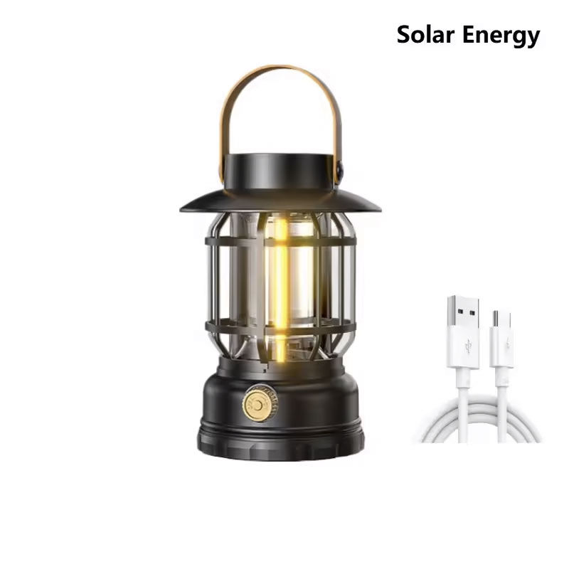 USB Recharge LED Light Retro Solar Lamp Portable Camping Indoor Emergency Lighting Outdoor Waterproof Lighting Garden Street Path Lawn Lamp