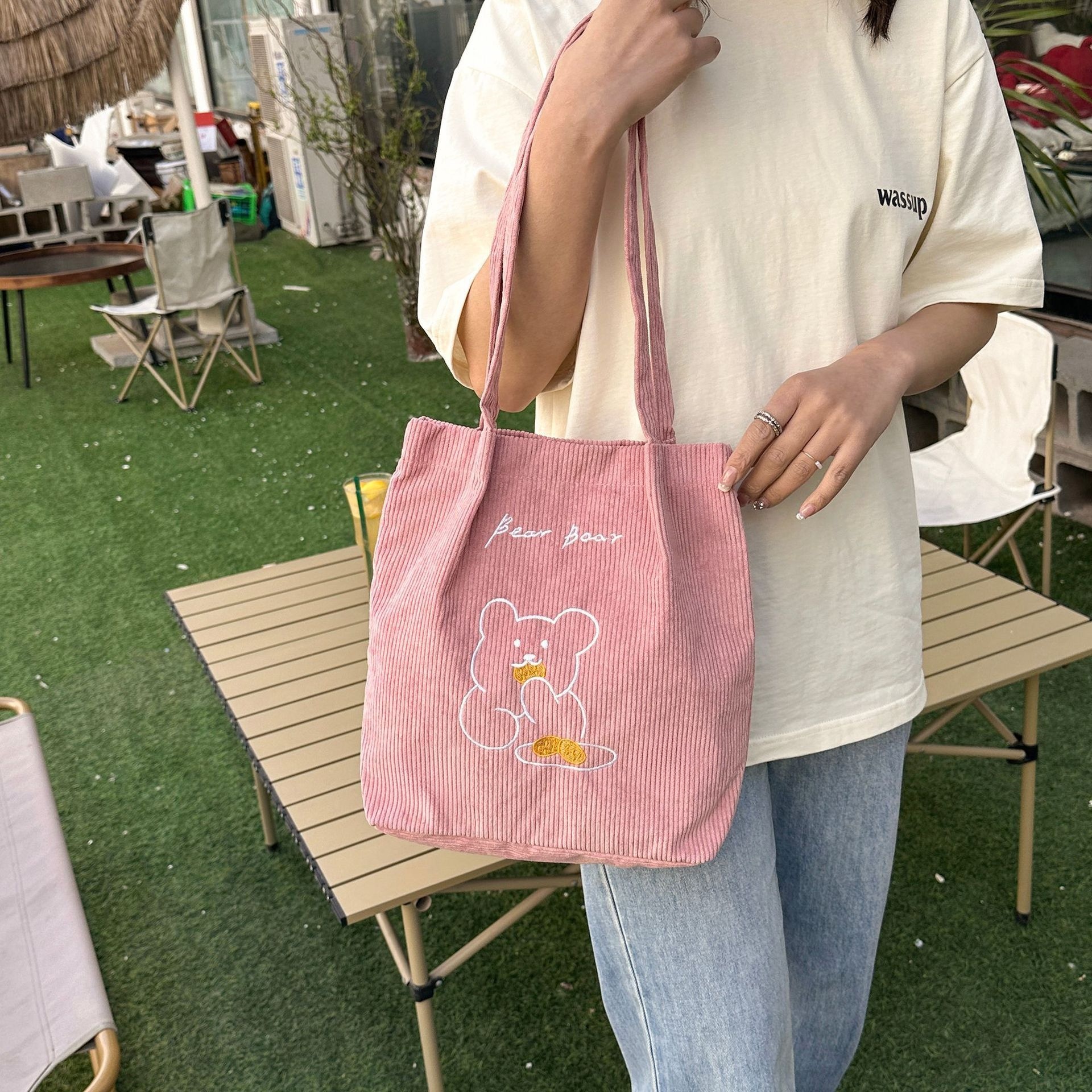New Arrivals Women'S Bag Tote Bags Large Capacity Art Simple Personality All-In-One Shoulder Bag  Handbags Corduroy Canvas Storage Bag