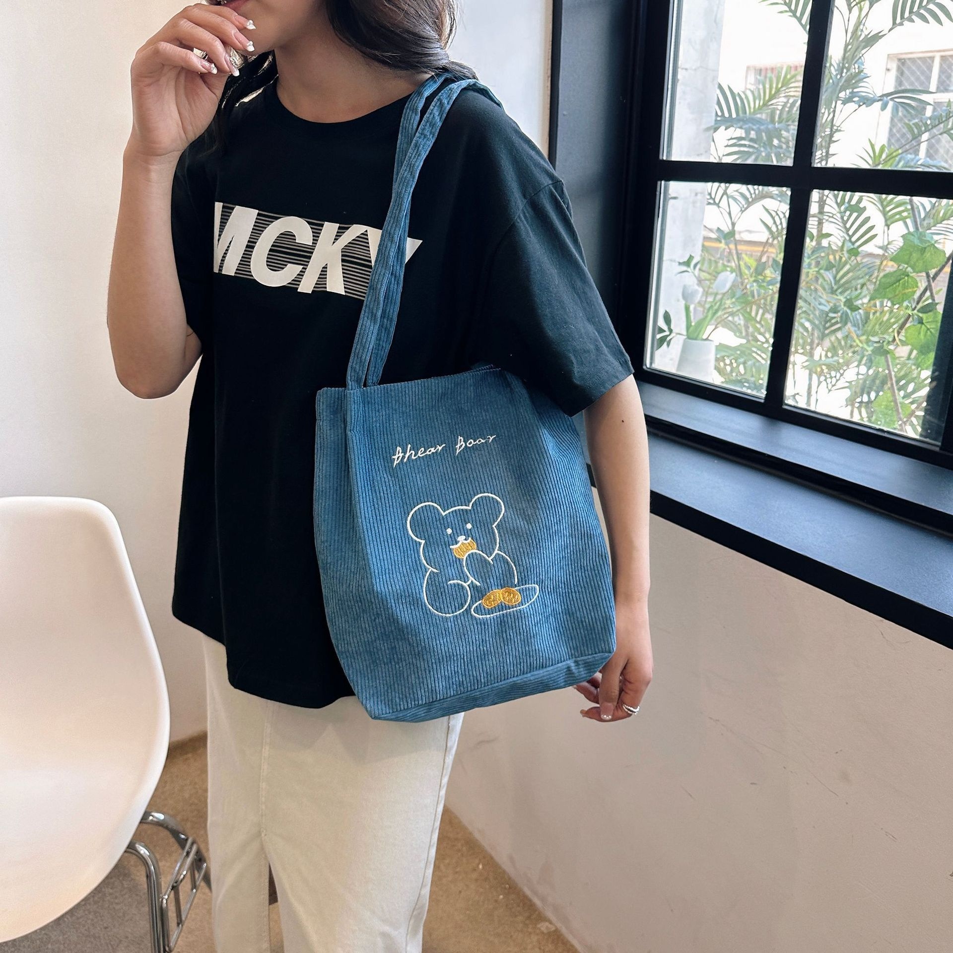 New Arrivals Women'S Bag Tote Bags Large Capacity Art Simple Personality All-In-One Shoulder Bag  Handbags Corduroy Canvas Storage Bag