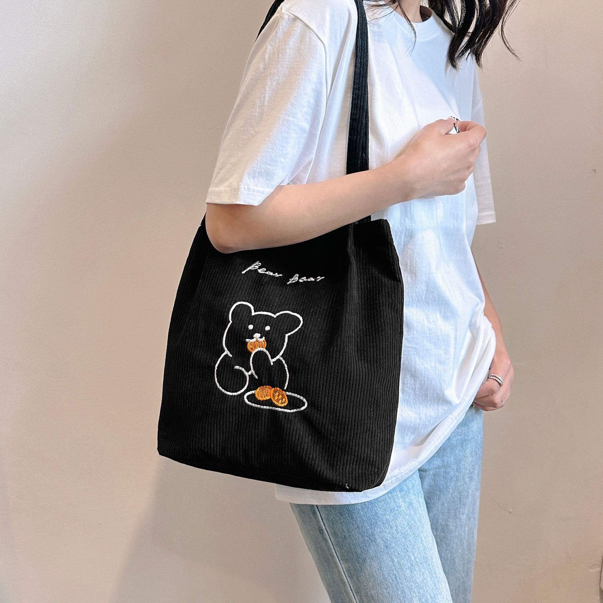 New Arrivals Women'S Bag Tote Bags Large Capacity Art Simple Personality All-In-One Shoulder Bag  Handbags Corduroy Canvas Storage Bag