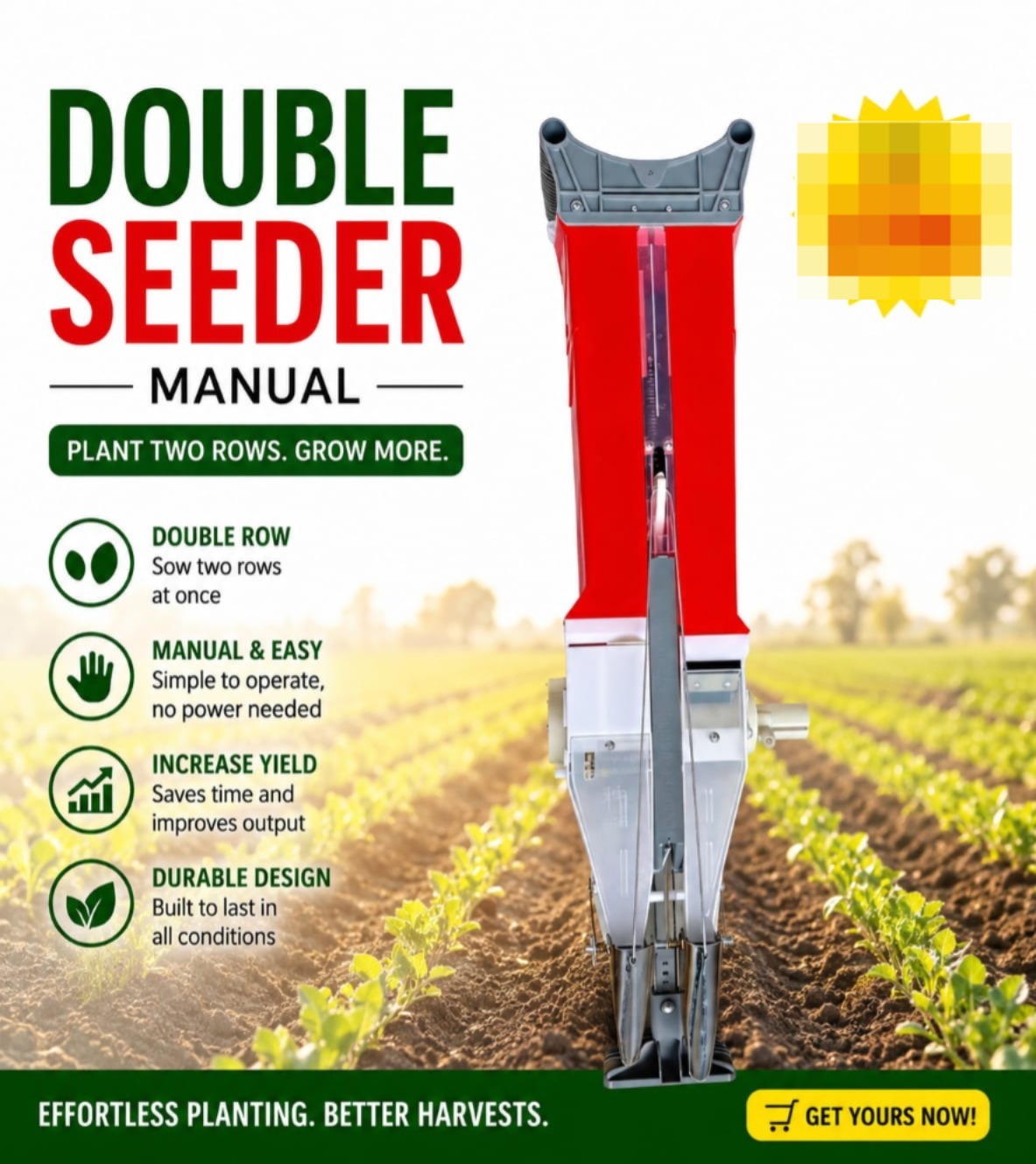 Double Row Manual Seeder – Hand Push Precision Seed Planter for Faster & Efficient Farming